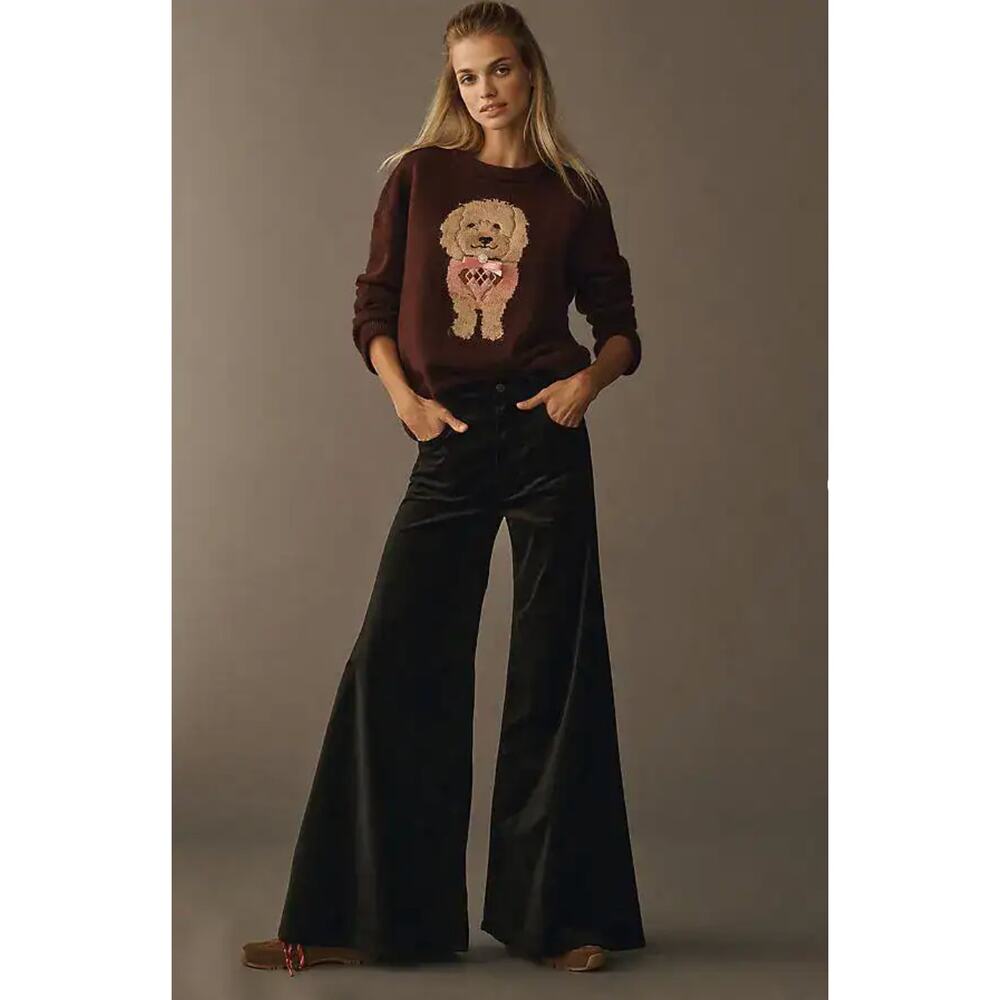 New! Anthropologie Maeve Crew-Neck Dog Icon Pullover Sweater, size S - Picture 5 of 16
